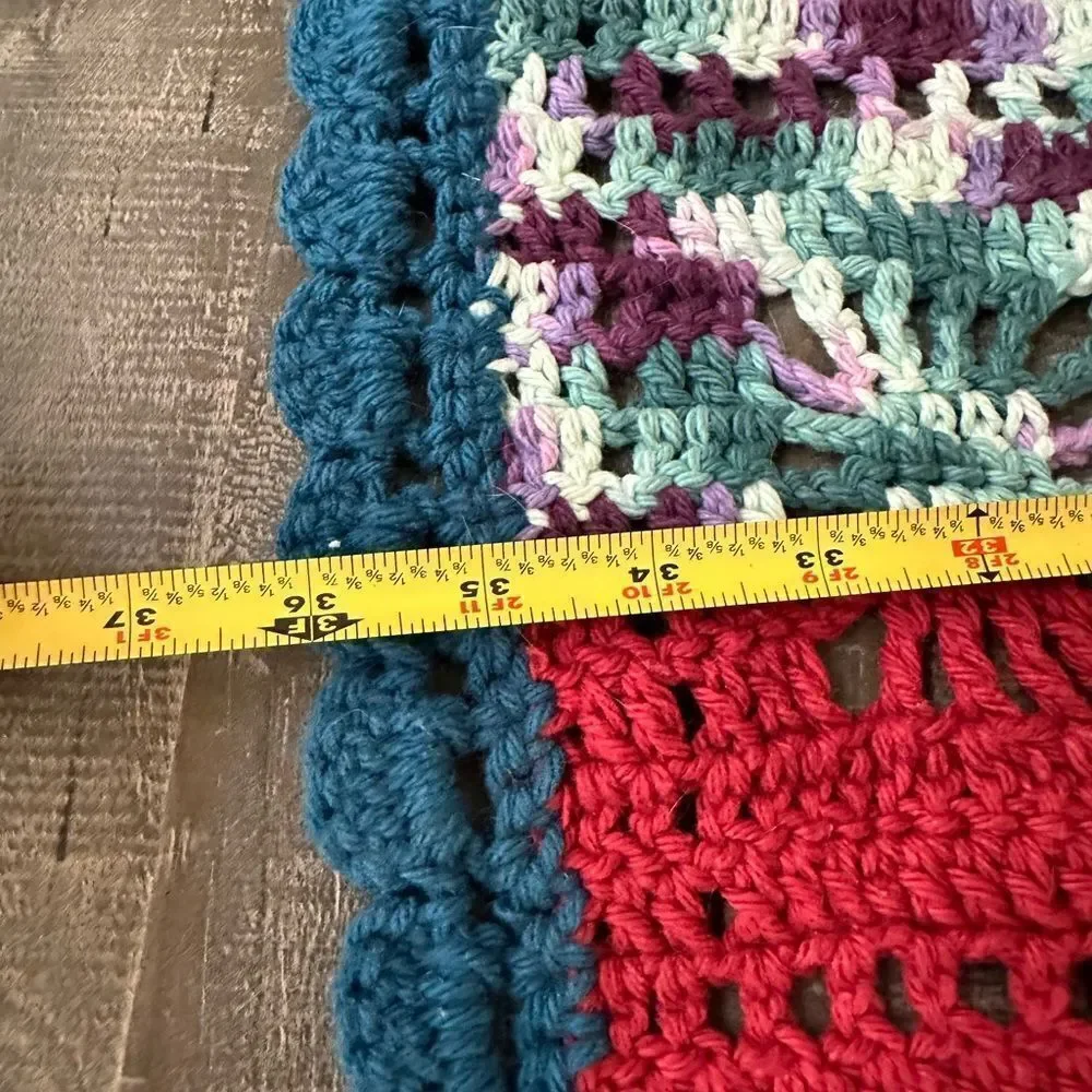 Handmade Crochet Vintage Multi Boho Throw Blanket Afghan